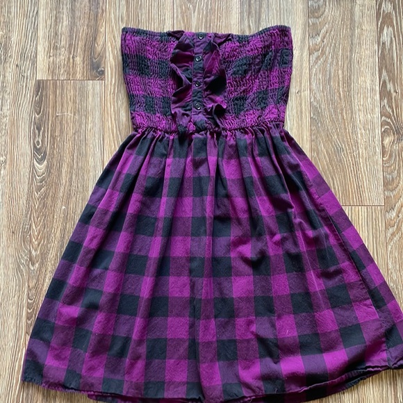 dress blue print Full Size Plaid Square Neckline Midi Dress Plus Size main image 1